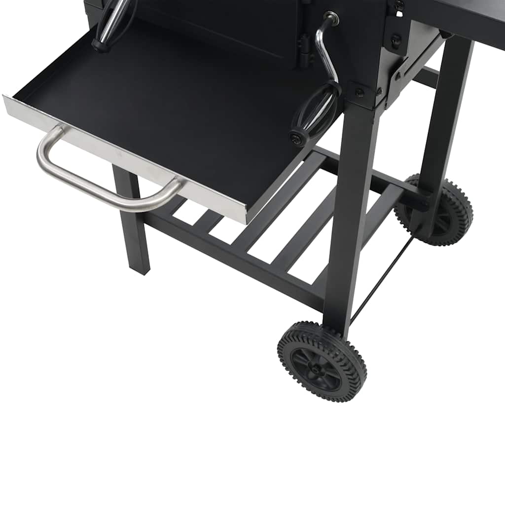 Charcoal-Fueled Bbq Grill With Bottom Shelf Black