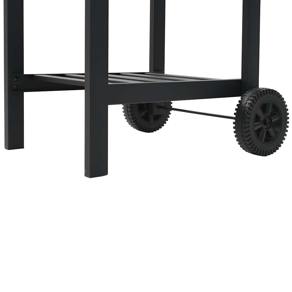 Outdoor Grills Charcoal BBQ Grill Smoker Trolley Barbecue Thermometer Side Shelv