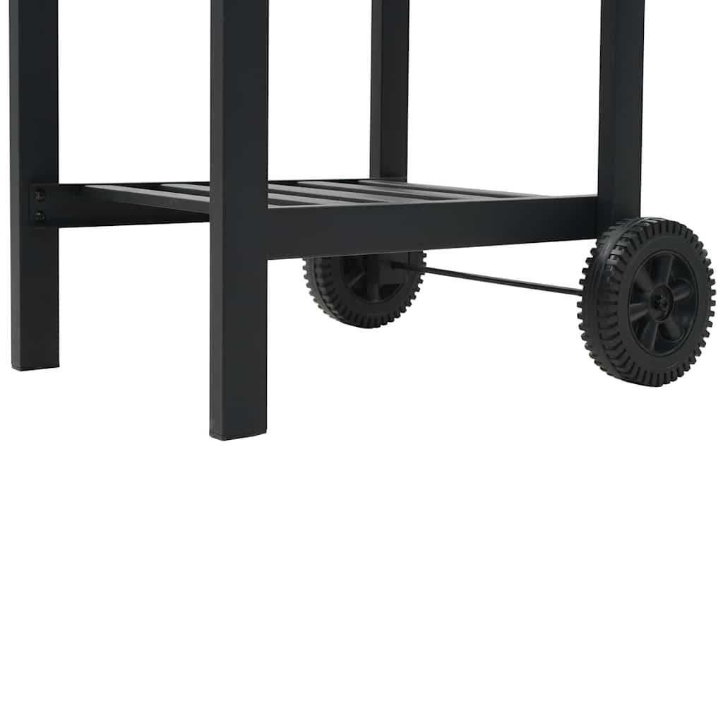 Charcoal-Fueled Bbq Grill With Bottom Shelf Black