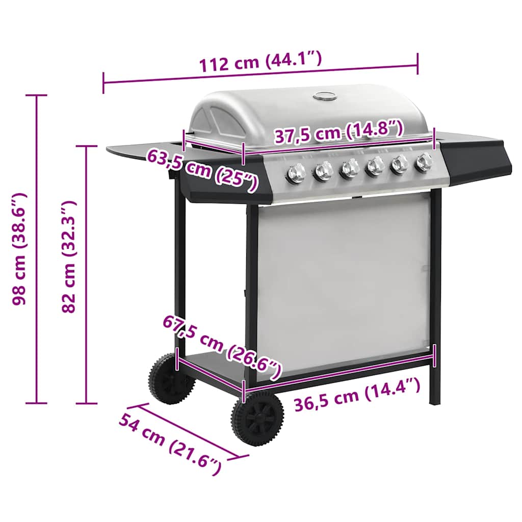 Outdoor Grills 6 Burner Gas BBQ Grill Barbecue Thermometer Black Removable 112 c