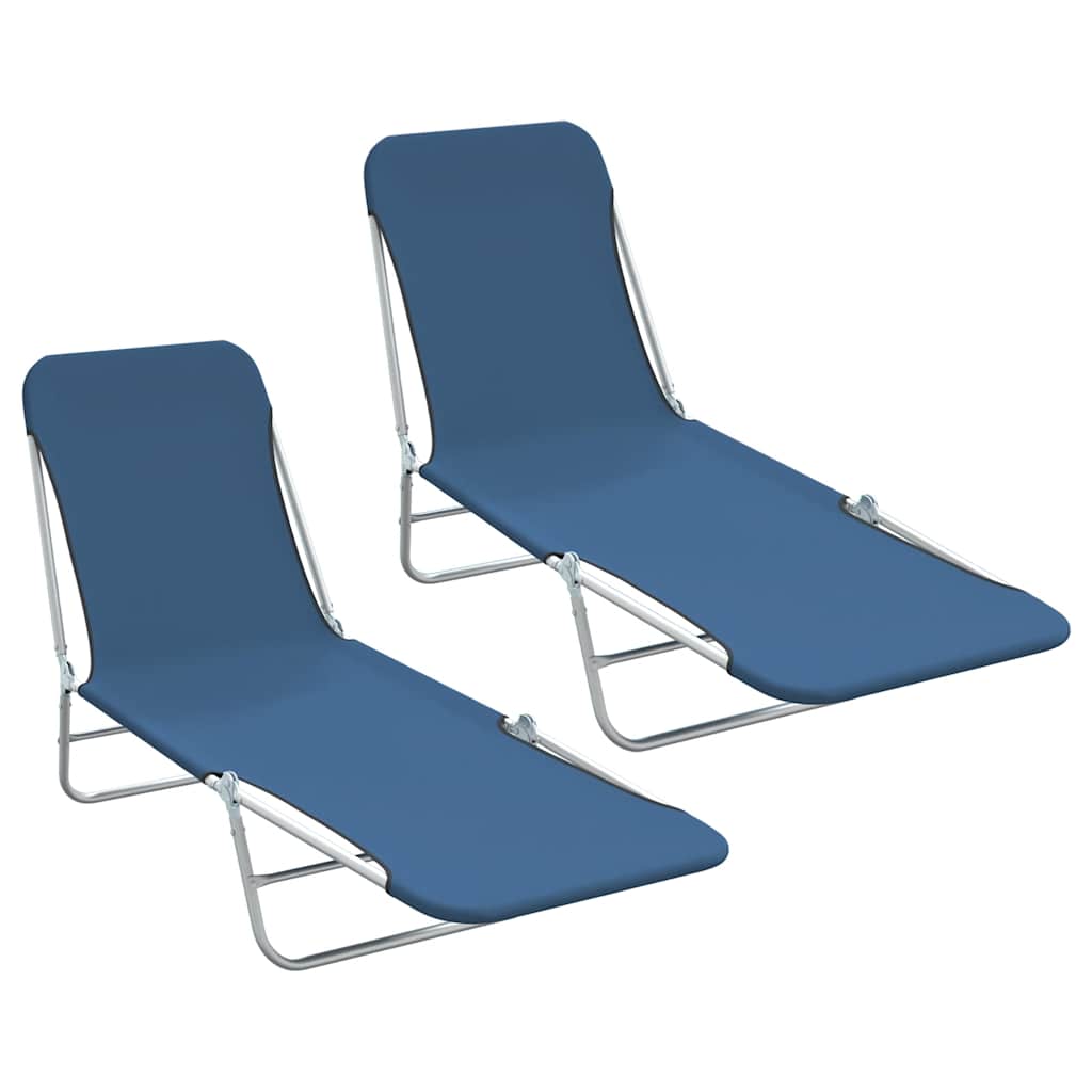 Folding Sun Loungers 2 Pcs Steel And Fabric