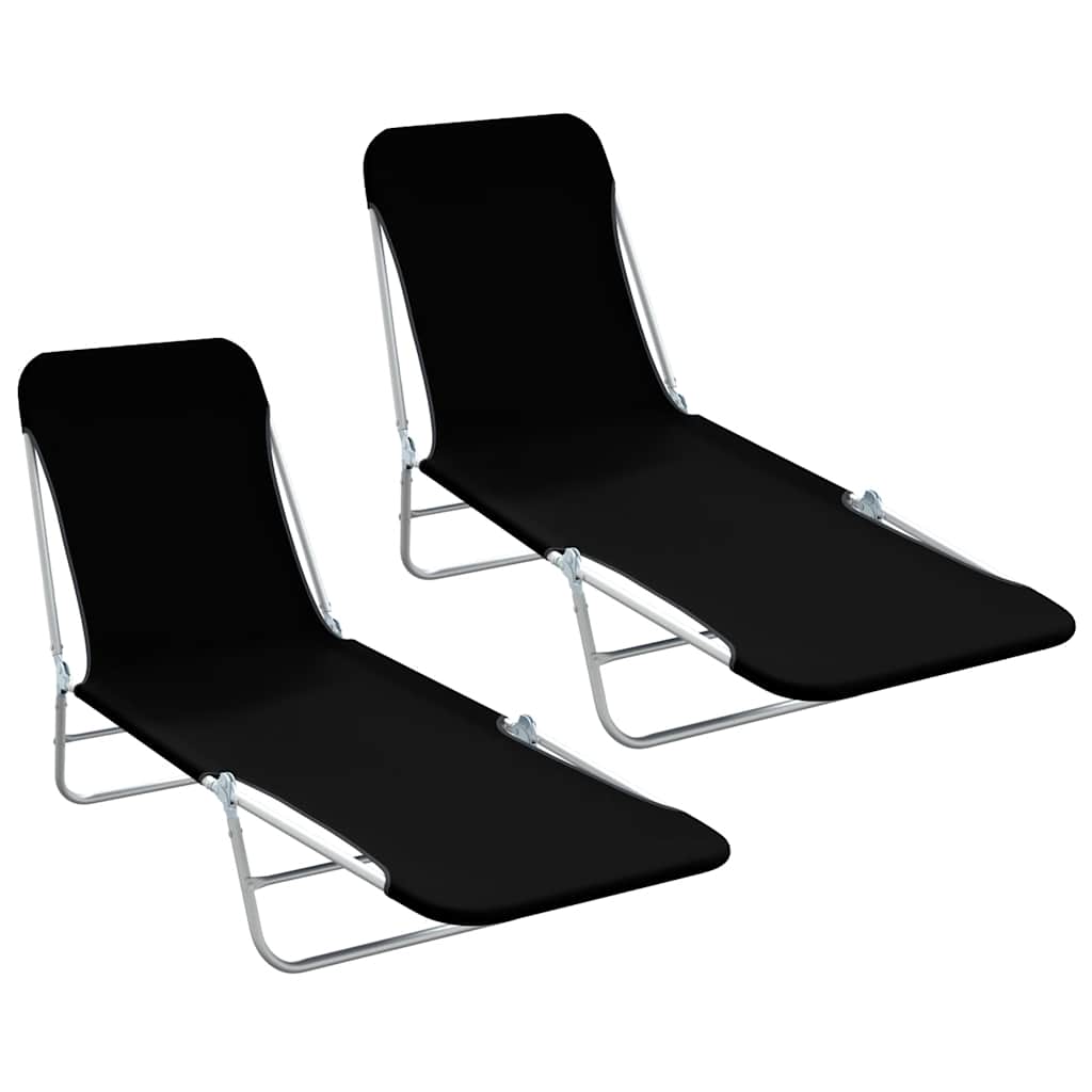 Folding Sun Loungers 2 Pcs Steel And Fabric