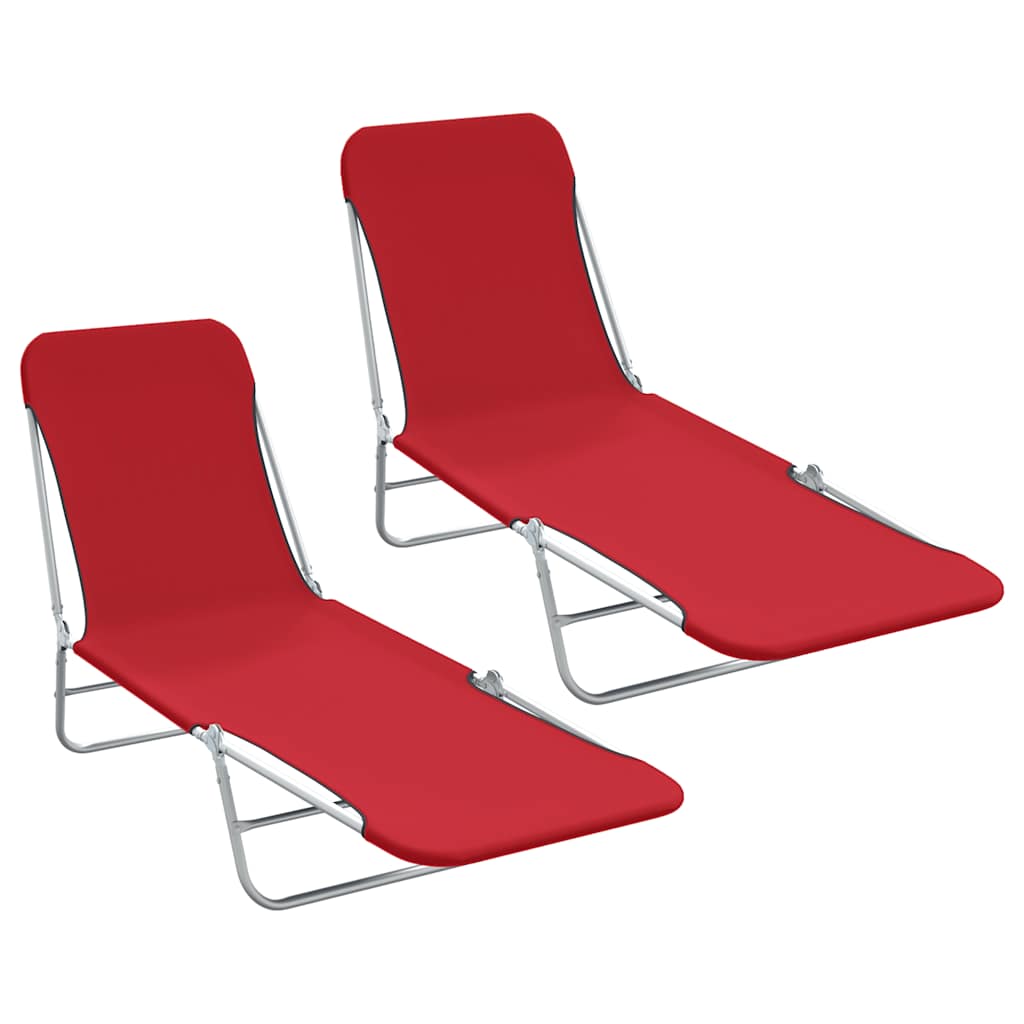 Folding Sun Loungers 2 Pcs Steel And Fabric