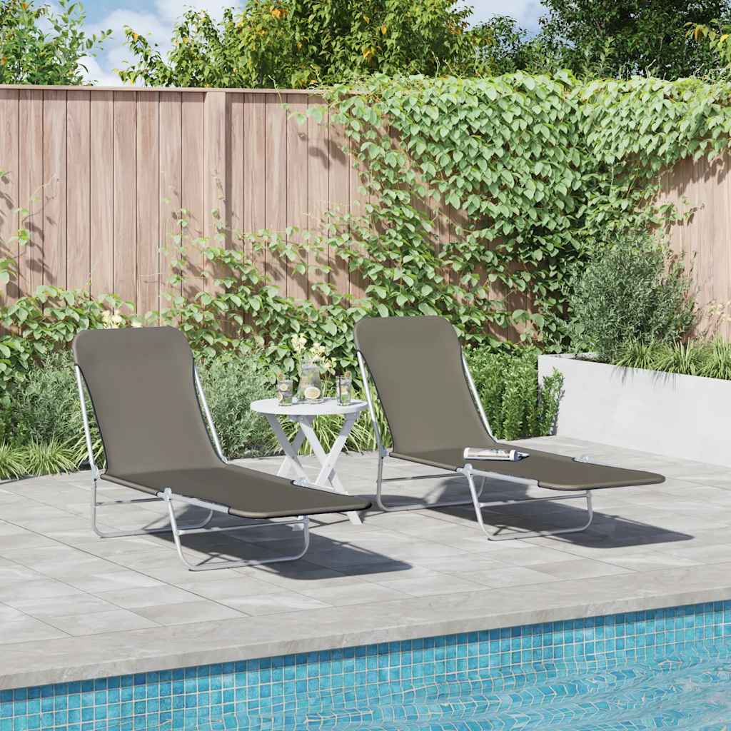 Folding Sun Loungers 2 Pcs Steel And Fabric