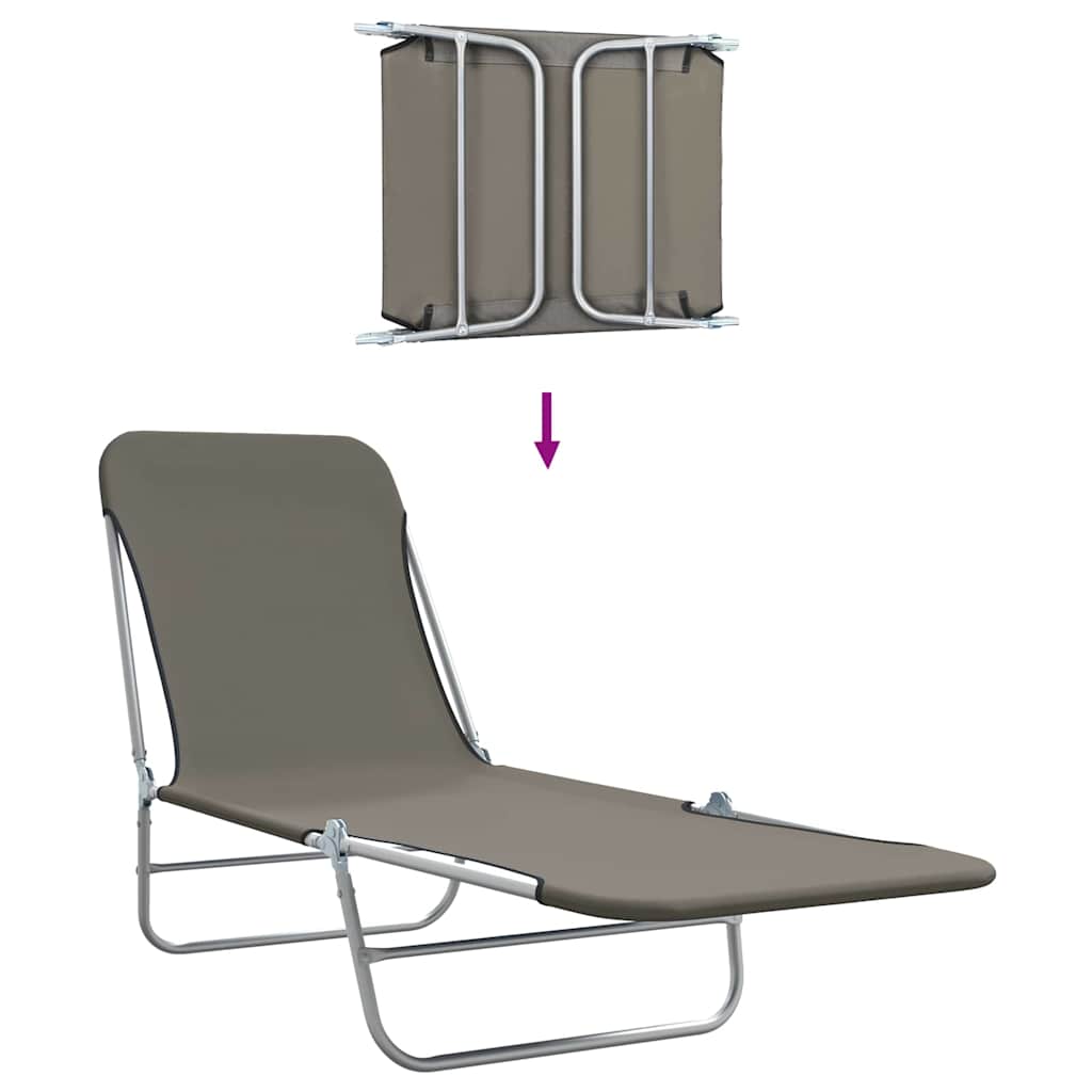 Folding Sun Loungers 2 Pcs Steel And Fabric