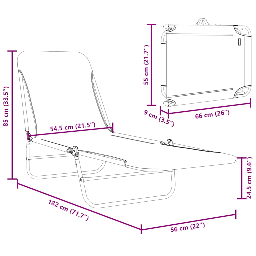 Folding Sun Loungers 2 Pcs Steel And Fabric