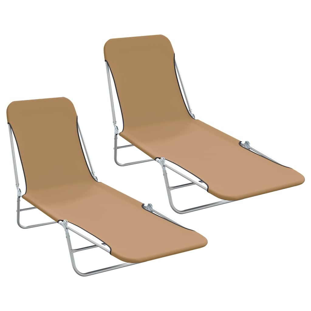 Folding Sun Loungers 2 Pcs Steel And Fabric