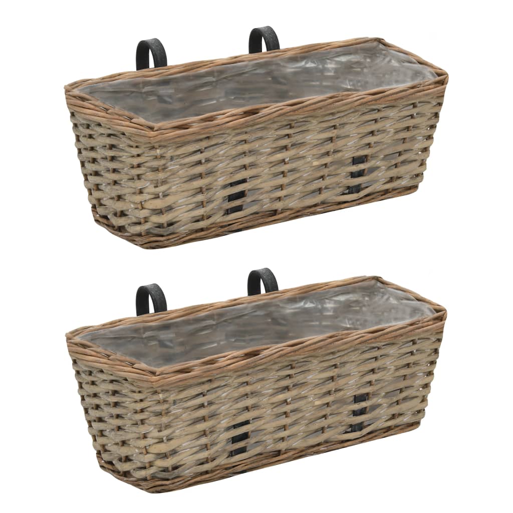 Balcony Planter 2 Pcs Wicker With Pe Lining 60 Cm