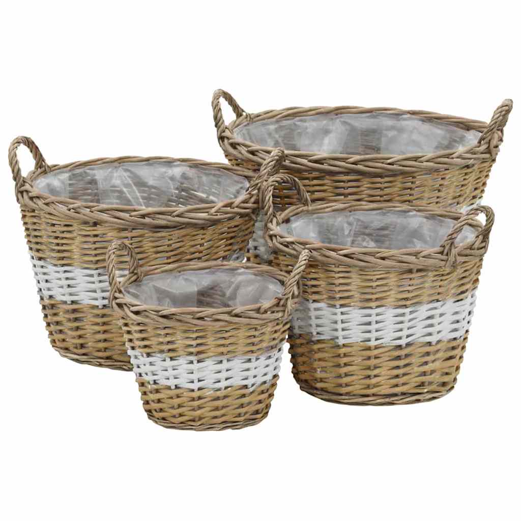 Planter Set of 4 Rustic Wicker Baskets Willow Rattan Garden Plant Pots