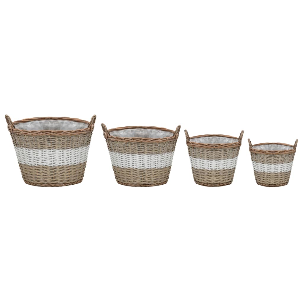 Raised Bed 4 Pcs Wicker With Pe Lining