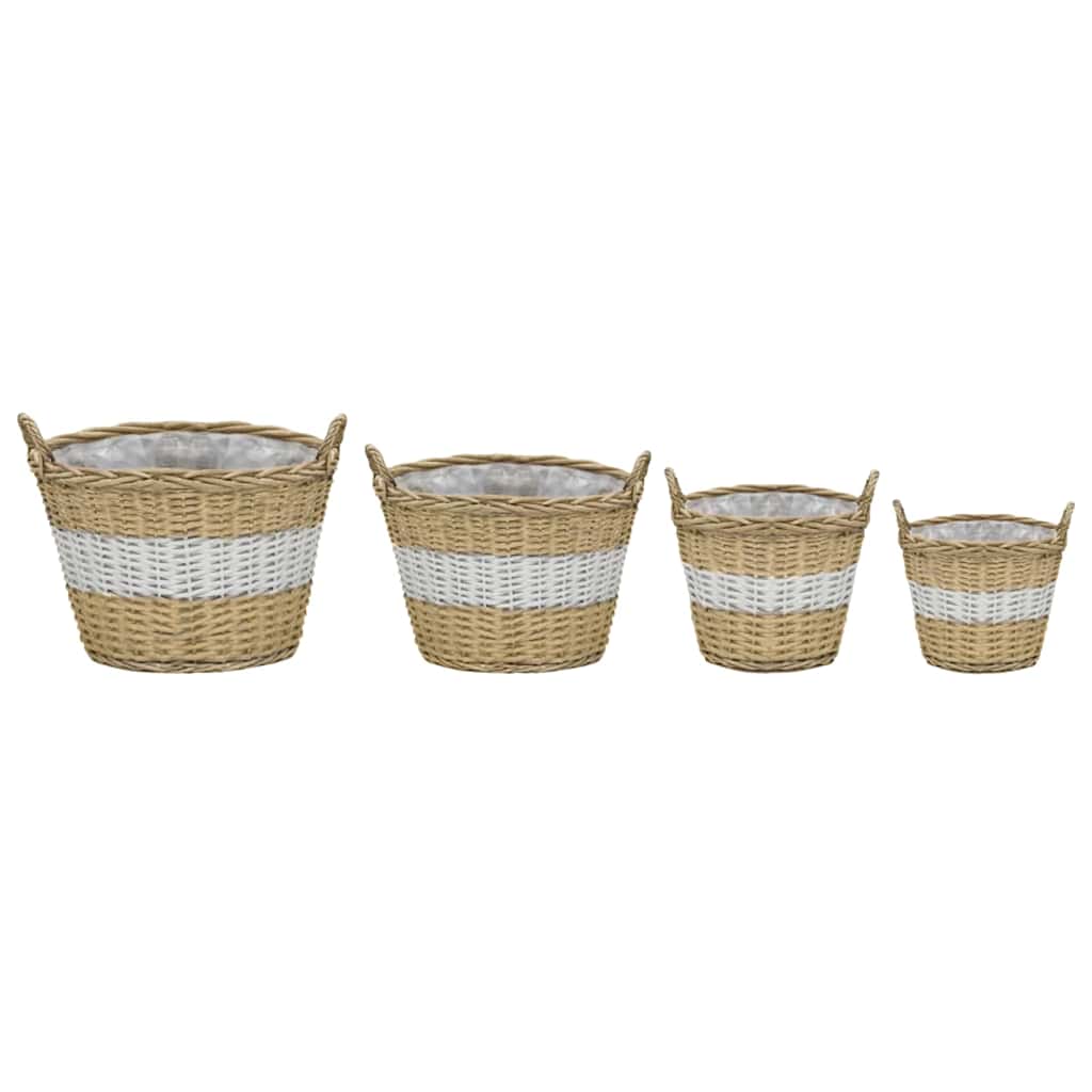 Planter Set of 4 Rustic Wicker Baskets Willow Rattan Garden Plant Pots
