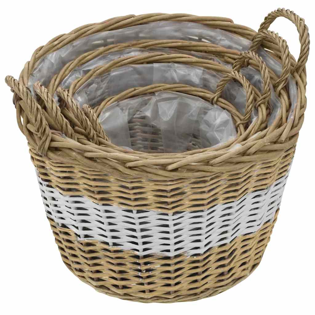 Planter Set of 4 Rustic Wicker Baskets Willow Rattan Garden Plant Pots