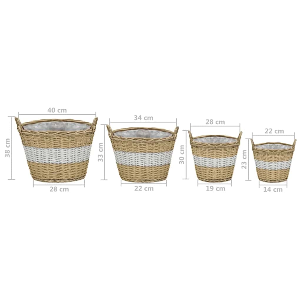 Planter Set of 4 Rustic Wicker Baskets Willow Rattan Garden Plant Pots