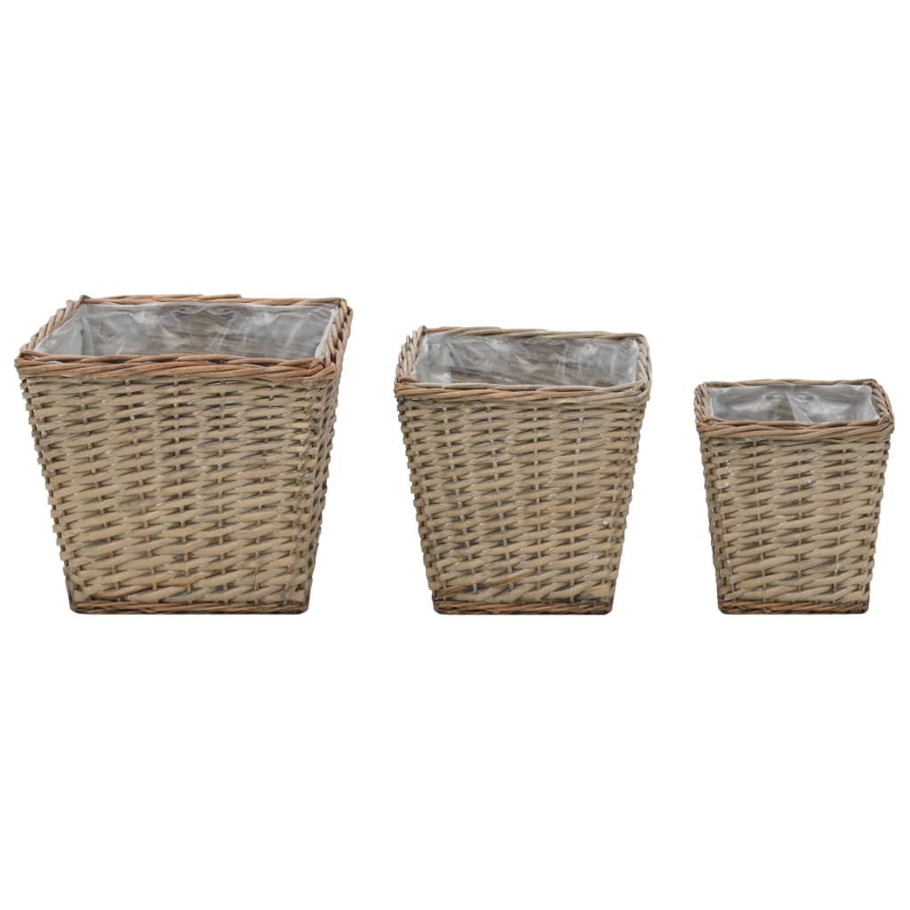 Raised Bed 3 Pcs Wicker With Pe Lining