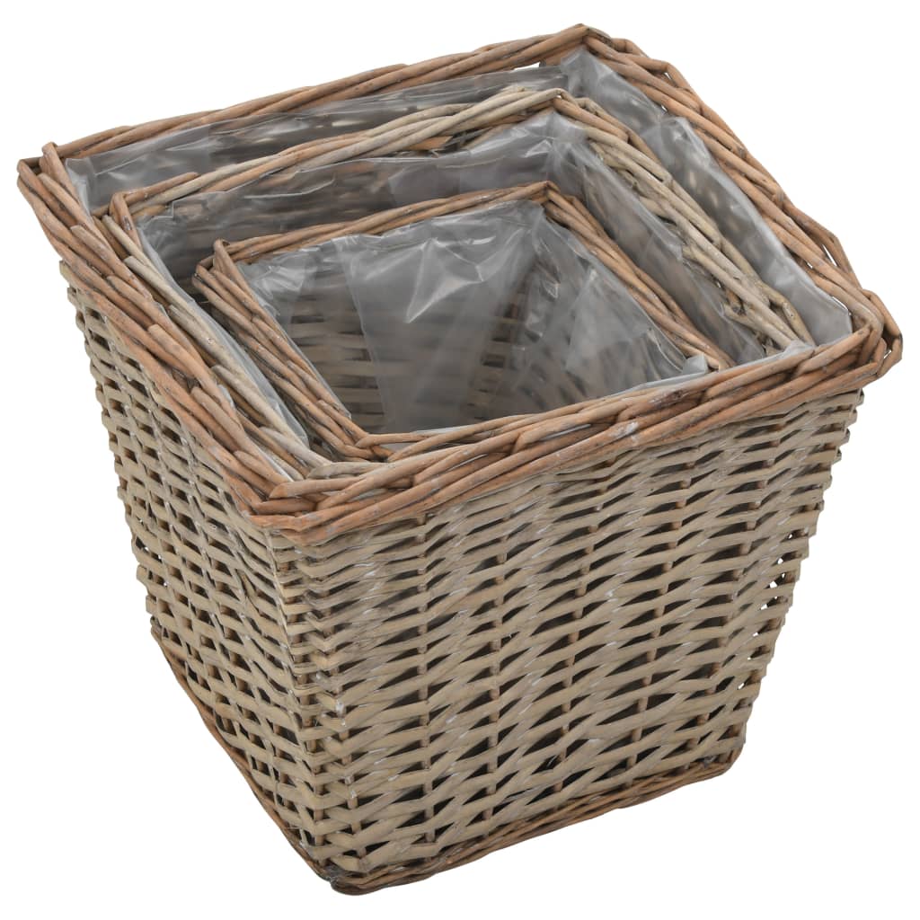 Raised Bed 3 Pcs Wicker With Pe Lining
