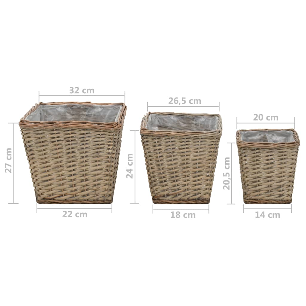 Raised Bed 3 Pcs Wicker With Pe Lining