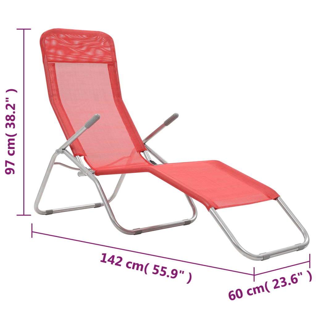 Folding Sun Loungers 2 Pcs Textilene