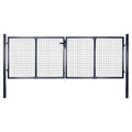 Garden Gate Anthracite Double 306x150cm Galvanised Steel Fence Lockable 300 x 10