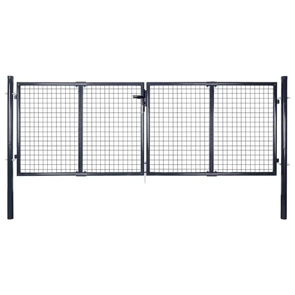 Garden Gate Anthracite Double 306x150cm Galvanised Steel Fence Lockable 300 x 10