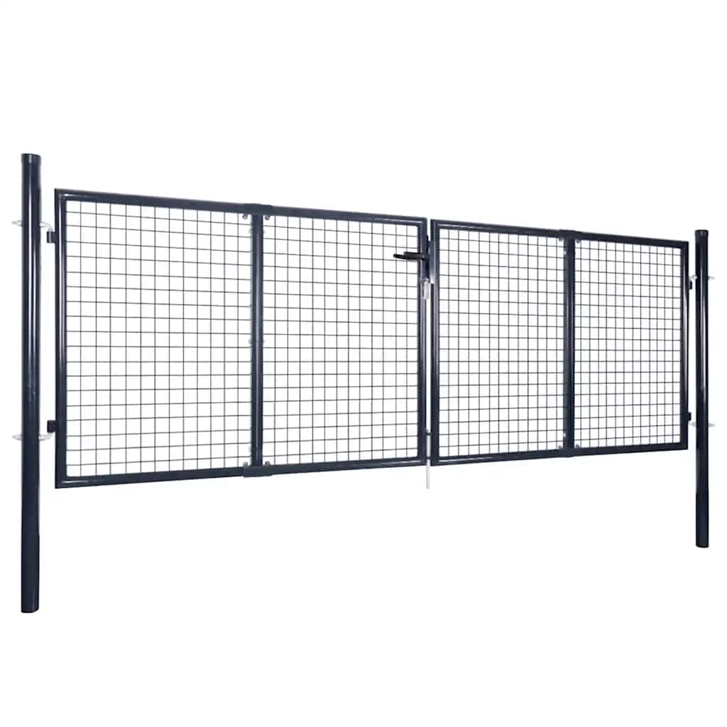 Garden Gate Anthracite Double 306x150cm Galvanised Steel Fence Lockable 300 x 10