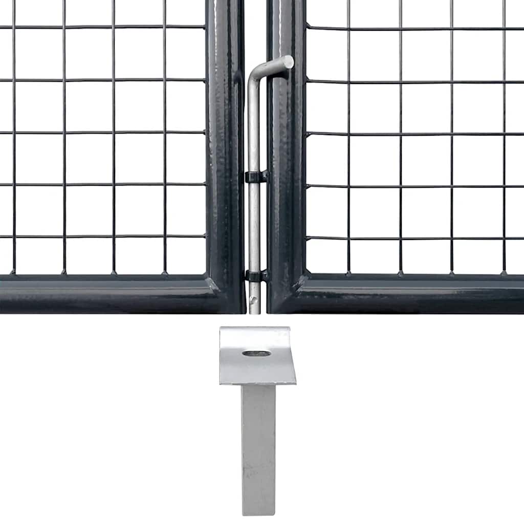 Garden Gate Anthracite Double 306x150cm Galvanised Steel Fence Lockable 300 x 10