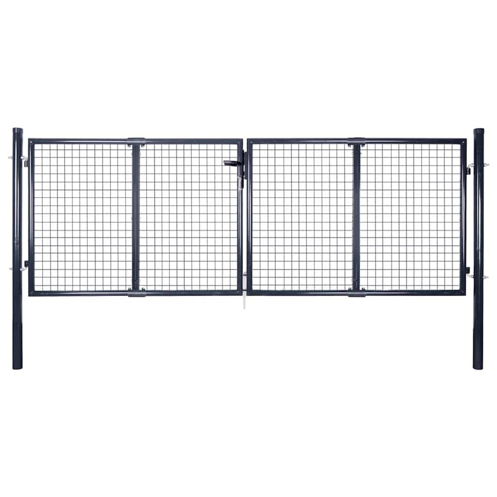 Garden Gate Anthracite Double 306x150cm Galvanised Steel Fence Lockable 300 x 10