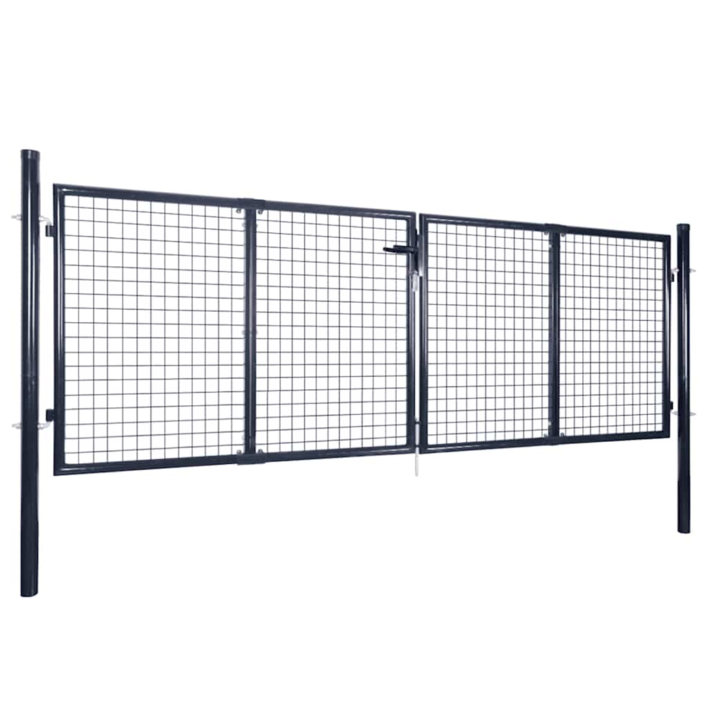 Garden Gate Anthracite Double 306x150cm Galvanised Steel Fence Lockable 300 x 10
