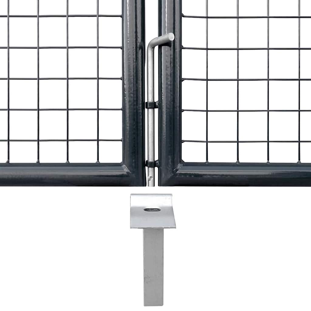 Garden Gate Anthracite Double 306x150cm Galvanised Steel Fence Lockable 300 x 10