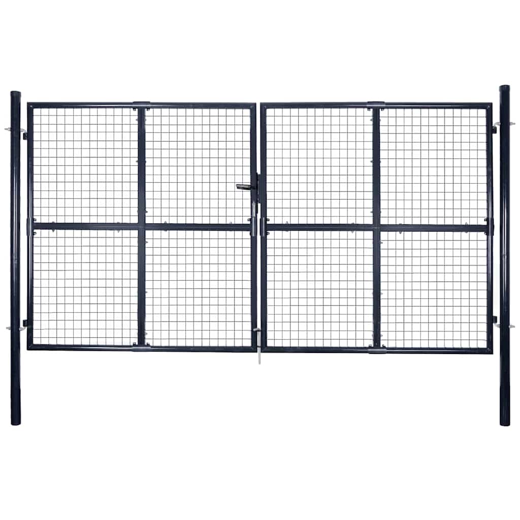 Garden Gate Anthracite Double 306x150cm Galvanised Steel Fence Lockable 300 x 10