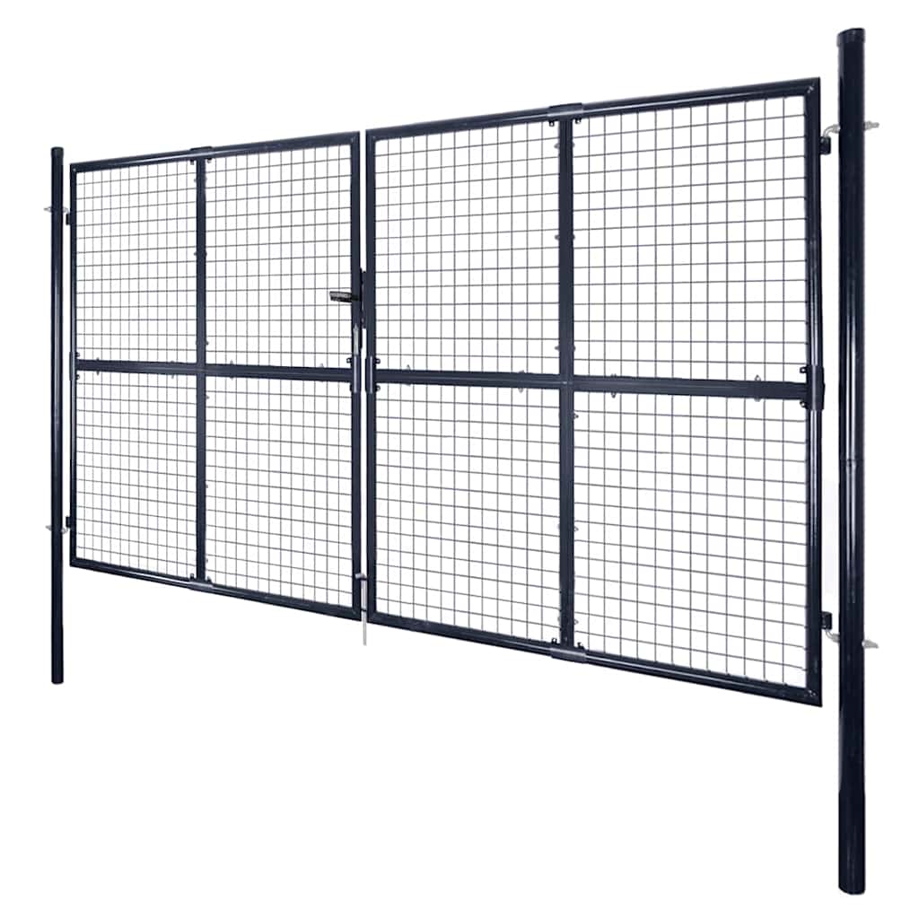 Garden Gate Anthracite Double 306x150cm Galvanised Steel Fence Lockable 300 x 10