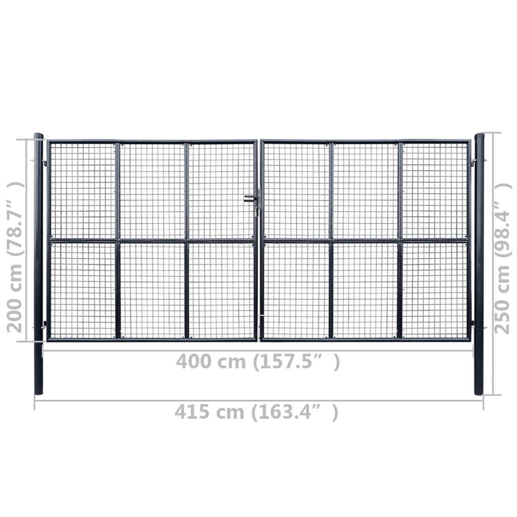 Mesh Garden Gate Galvanised Steel Grey