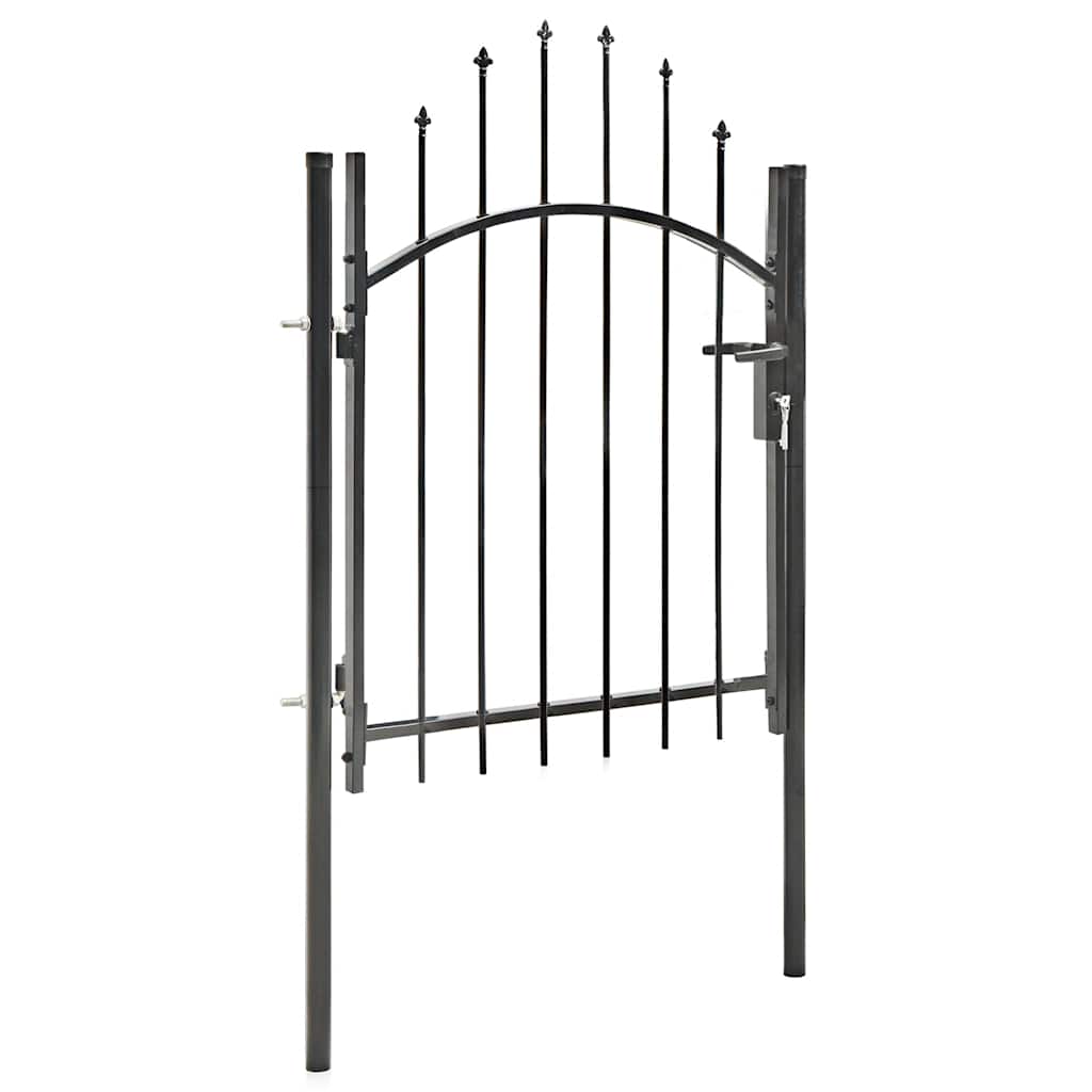 Garden Gate Steel 100x150cm Woerden Lockable Fence Outdoor Entrance Black Grey