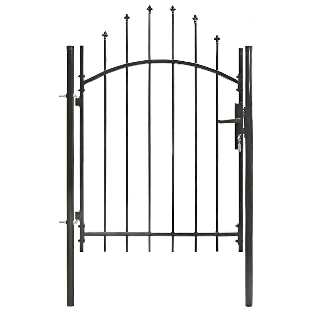 Garden Gate Steel 100x150cm Woerden Lockable Fence Outdoor Entrance Black Grey