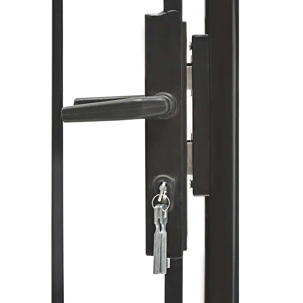 Garden Gate Steel 100x150cm Woerden Lockable Fence Outdoor Entrance Black Grey