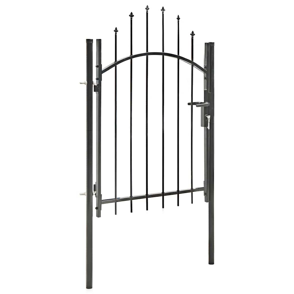Garden Gate Steel 100x150cm Woerden Lockable Fence Outdoor Entrance Black Grey