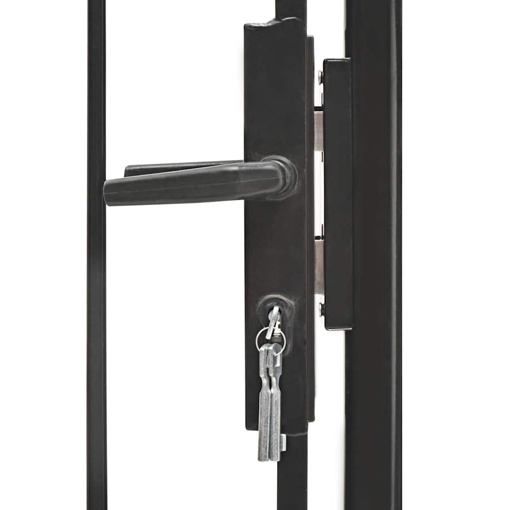 Garden Gate Steel 100x150cm Woerden Lockable Fence Outdoor Entrance Black Grey