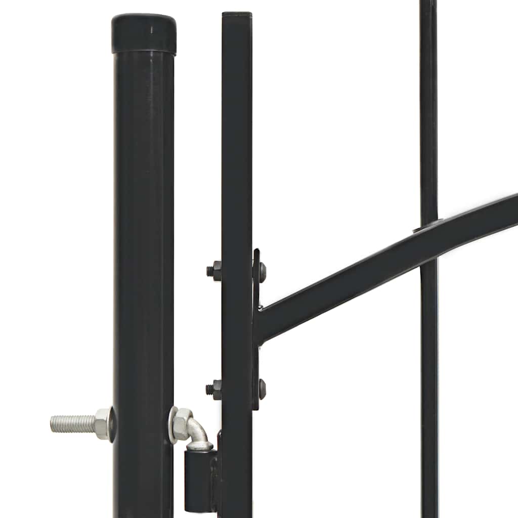 Garden Gate Steel 100x150cm Woerden Lockable Fence Outdoor Entrance Black Grey