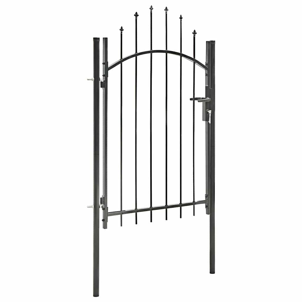 Garden Gate Steel 100x150cm Woerden Lockable Fence Outdoor Entrance Black Grey