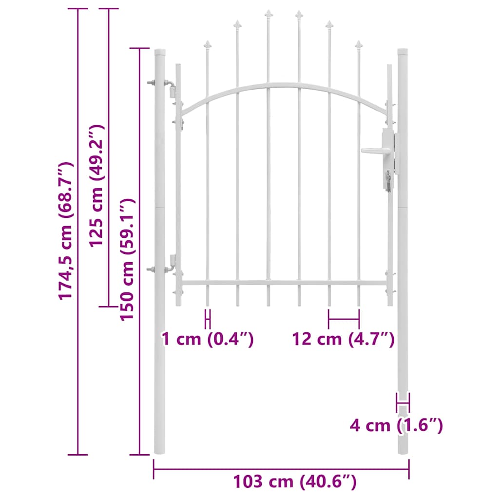 Garden Gate Steel 100x150cm Woerden Lockable Fence Outdoor Entrance Black Grey