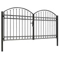 Garden Gate Black Double 300x125cm Steel Driveway Fence Lockable Grey LED 4 cm
