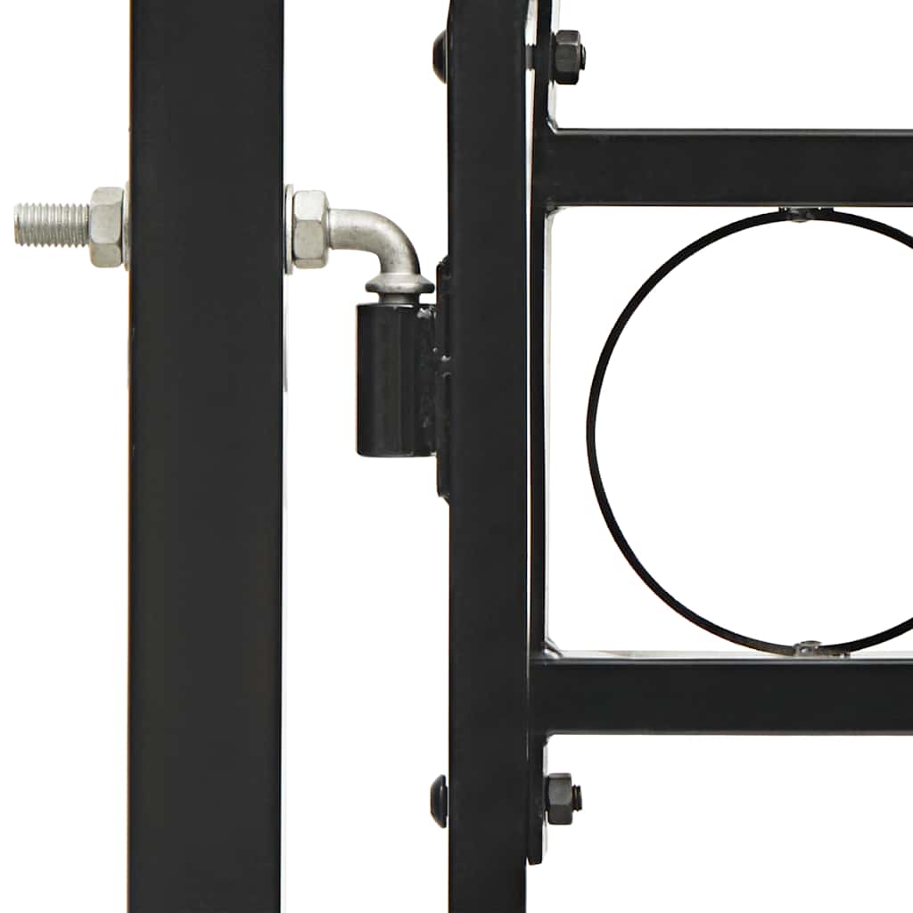 Garden Gate Black Double 300x125cm Steel Driveway Fence Lockable Grey LED 4 cm