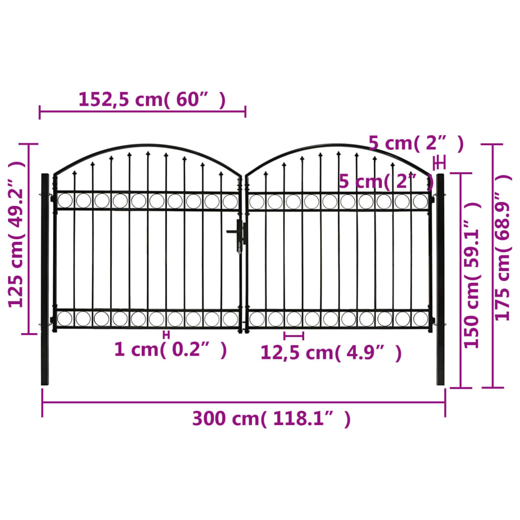 Fence Gate Double Door With Arched Top Steel
