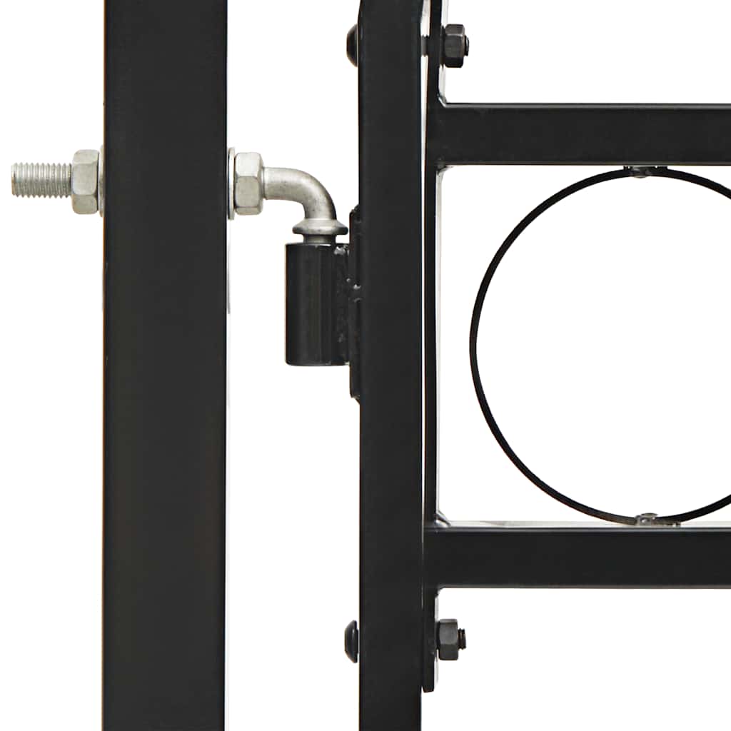 Garden Gate Black Double 300x125cm Steel Driveway Fence Lockable Grey LED 4 cm