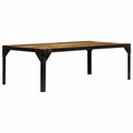 Coffee Table Solid Rough Mango Wood Steel 110 Cm Brown and black