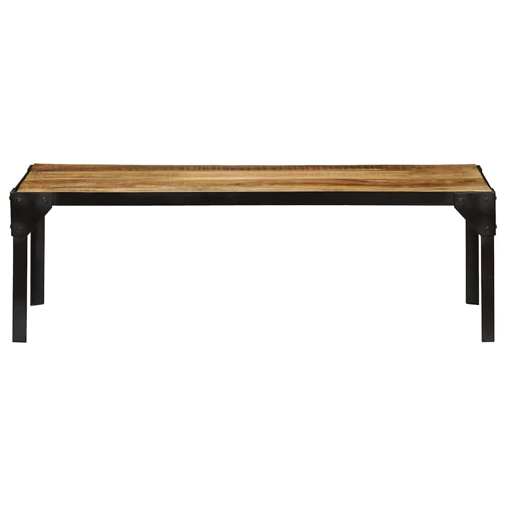 Coffee Table Solid Rough Mango Wood Steel 110 Cm Brown and black