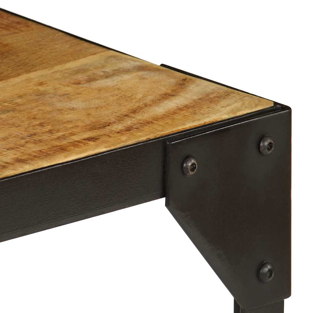 Coffee Table Solid Rough Mango Wood Steel 110 Cm Brown and black