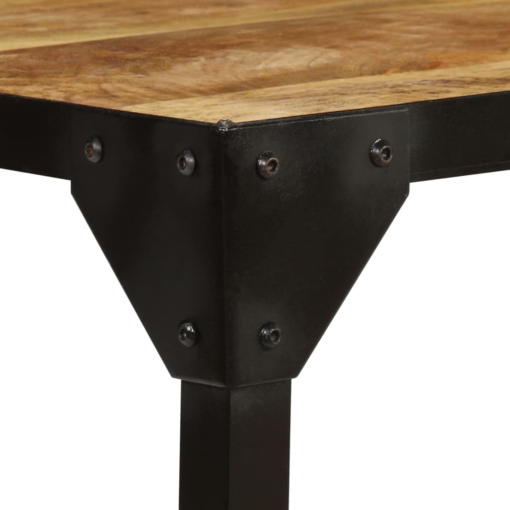 Coffee Table Solid Rough Mango Wood And Steel 110 Cm