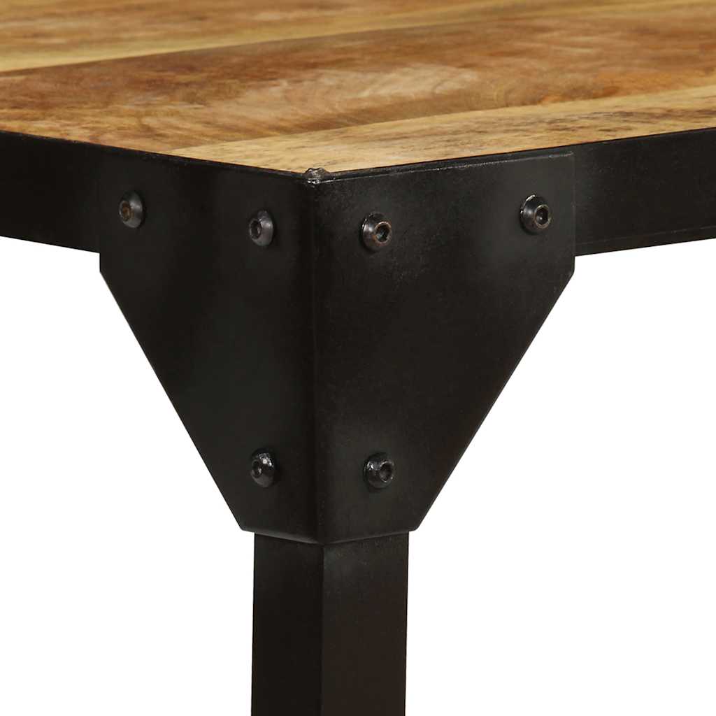 Coffee Table Solid Rough Mango Wood Steel 110 Cm Brown and black