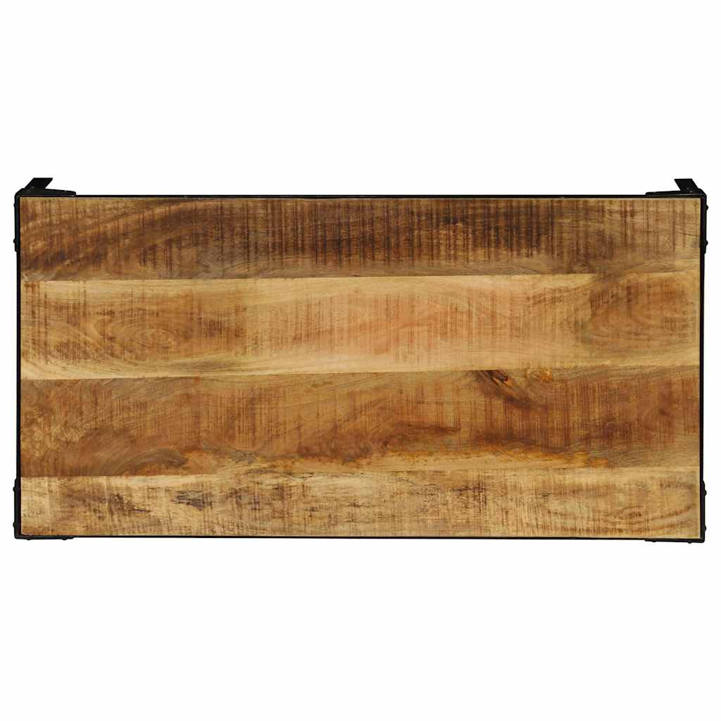 Coffee Table Solid Rough Mango Wood Steel 110 Cm Brown and black