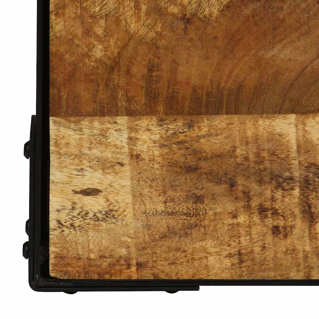Coffee Table Solid Rough Mango Wood Steel 110 Cm Brown and black